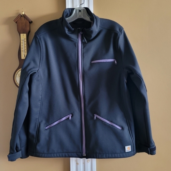 CARHARRT SOFTSHELL JACKET ZIP UP RAIN DEFENDER BLACK PLUS 16 18 XL - Picture 2 of 12